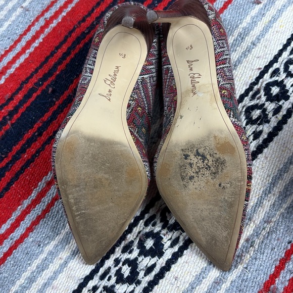 Sam Edelman Colorful Geometric Embroidered Heels Shoes Size 8.5 - Picture 5 of 6